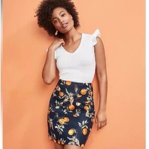 Loft Front Pocket Oranges Mini Skirt 0